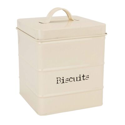 Harbour Housewares Metal Biscuit Canister - Cream