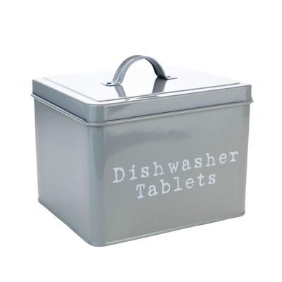 Harbour Housewares Metal Dishwasher Tablet Storage Box - Grey