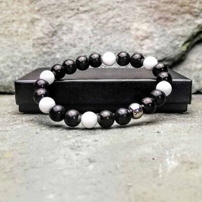 Pulsera de cuentas de tridacna y shungita