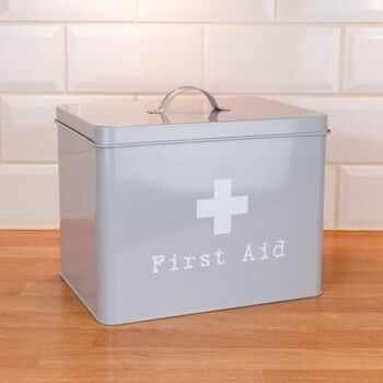 Boîte de rangement pour médicaments de premiers secours en métal Harbor Housewares - Gris 3