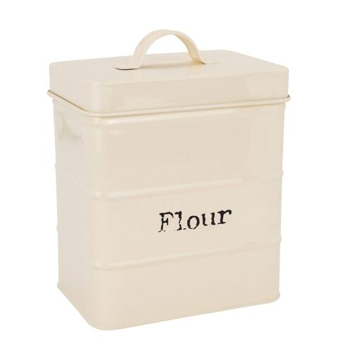 Harbour Housewares Metal Flour Canister - Cream