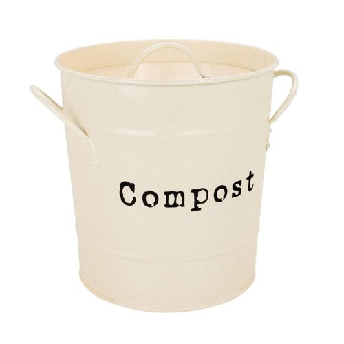 Harbour Housewares Metal Garden Compost Bin - Cream