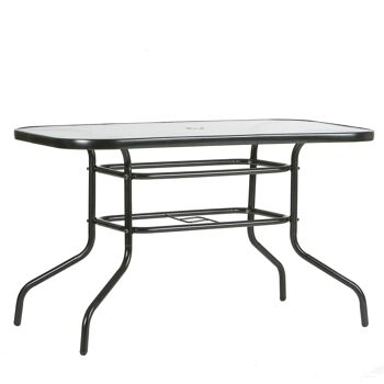 Table de Jardin avec Plateau en Verre et Métal Harbour Housewares - 120 cm x 70 cm - Noir 1