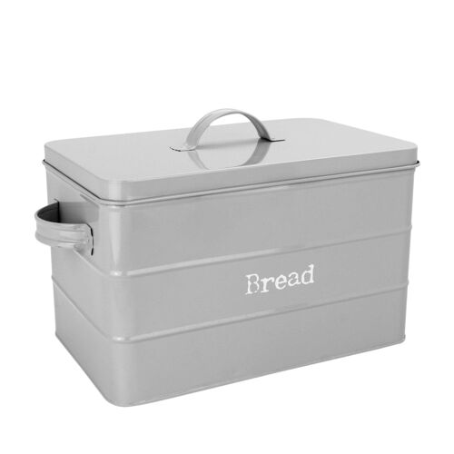 Harbour Housewares Vintage Style Metal Kitchen Bread Bin - Grey - 17L