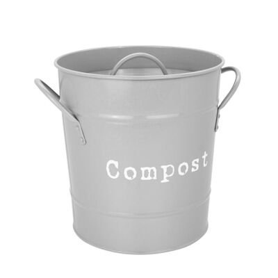 Contenitore per compost da cucina in metallo stile vintage Harbour Housewares - Grigio - 190 mm