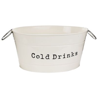 Harbour Housewares Vintage Style Metal Party Ice / Drinks Bucket - Cream 48.5cm