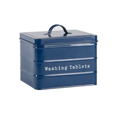 Harbour Housewares Metal Washing Tablets Storage Tin - Blue