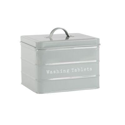 Harbour Housewares Vintage Metal Washing Tablets Storage Tin - Grey