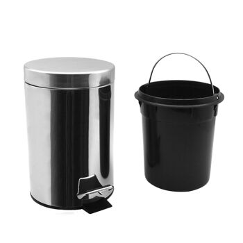 Poubelle à pédale de salle de bain Harbor Housewares avec seau intérieur - Chrome - 3L 4