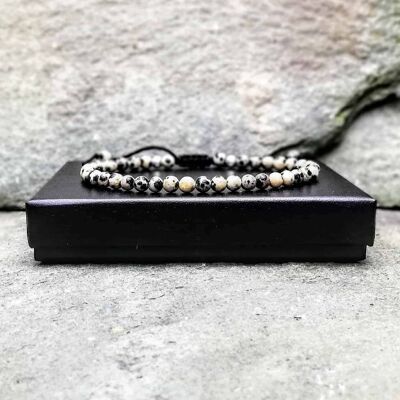 Bracelet Perlé Jaspe Dalmatien 4mm