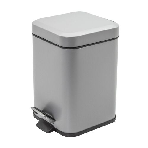 Harbour Housewares Square Steel Bathroom Pedal Bin - 3 Litres - Grey