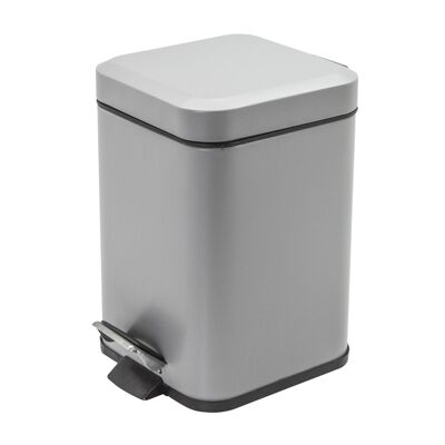 Harbour Housewares Quadratischer Badezimmer-Treteimer aus Stahl – 3 Liter – Grau