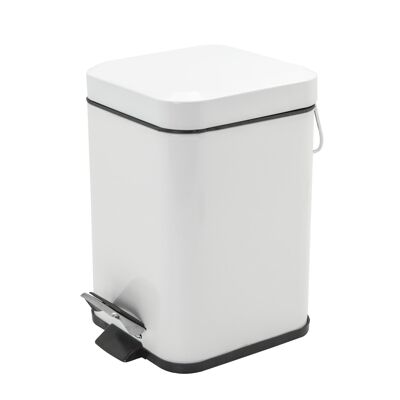 Harbour Housewares Square Steel Bathroom Pedal Bin - 3 Litres - White