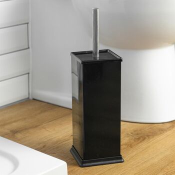 Ensemble brosse et support de toilette carrés en acier pour salle de bains Harbour Housewares - Noir 2
