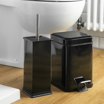 Ensemble brosse et support de toilette carrés en acier pour salle de bains Harbour Housewares - Noir 3