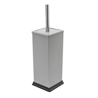 Harbour Housewares Quadratisches Badezimmer-Toilettenbürsten- und Halter-Set aus Stahl – Grau