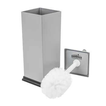 Ensemble brosse et support de toilette carrés en acier pour salle de bains Harbour Housewares - Gris 4