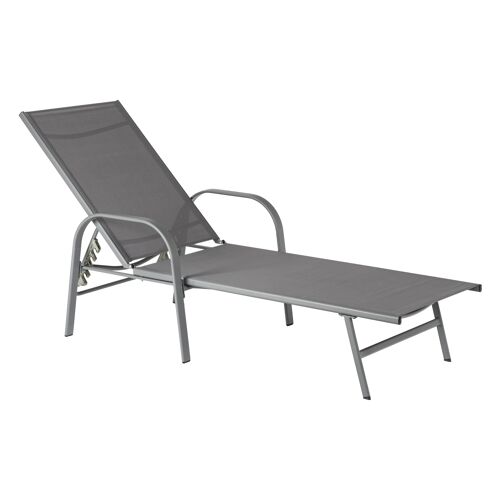 Harbour Housewares Sussex Adjustable Garden Sun Lounger Bed - Grey