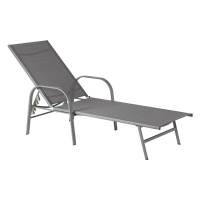 Harbour Housewares Sussex Lit de jardin réglable avec chaise longue - Gris