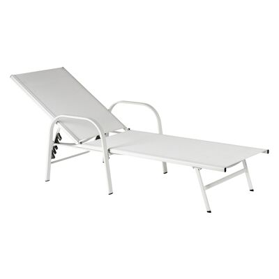 Harbour Housewares Sussex Lit de jardin réglable avec chaise longue - Blanc