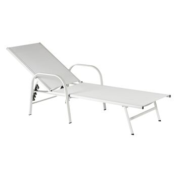 Harbour Housewares Sussex Lit de jardin réglable avec chaise longue - Blanc 1