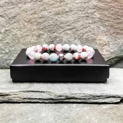 Blue Emperor Jasper and Rose Quartz Bracelet