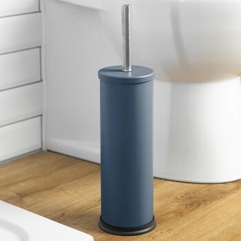 Harbour Housewares Brosse WC et support en acier pour salle de bain - Bleu mat 2