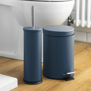Harbour Housewares Brosse WC et support en acier pour salle de bain - Bleu mat 3