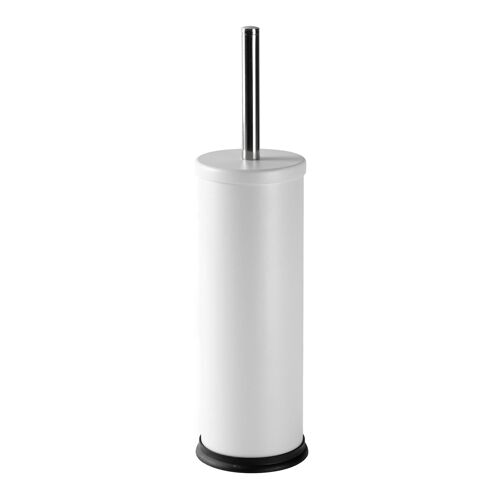 Harbour Housewares Steel Bathroom Toilet Brush & Holder - White Matt