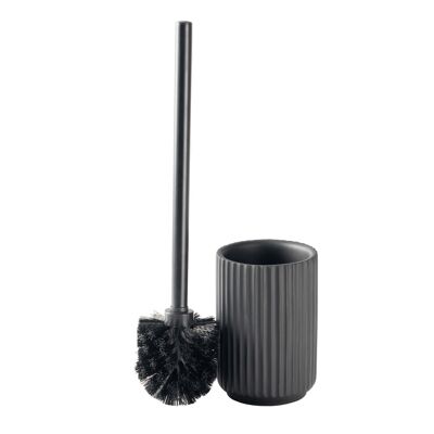 Harbour Housewares Toilet Brush and Holder Set - Concrete - Black