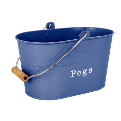 Harbour Housewares Vintage Metal Clothes Peg Bucket - Navy