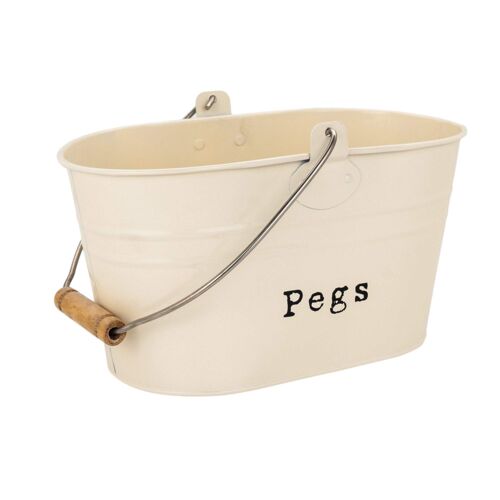 Harbour Housewares Vintage Metal Clothes Peg Bucket - Cream