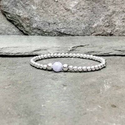 Sterling Silver and Blue Lace Agate Bracelet