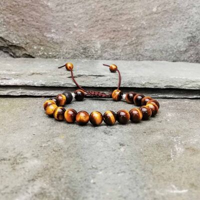 Tigers Eye Beaded Bracelet with Slide Knot. 8mm