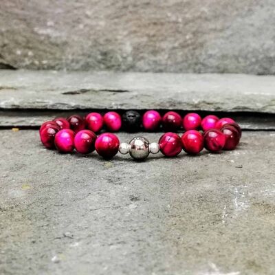 Rosa Tigerauge Perlenarmband Pink