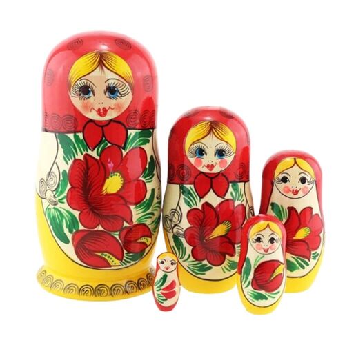 Wooden Matrioska Nesting Doll 5pcs Babushka Traditional