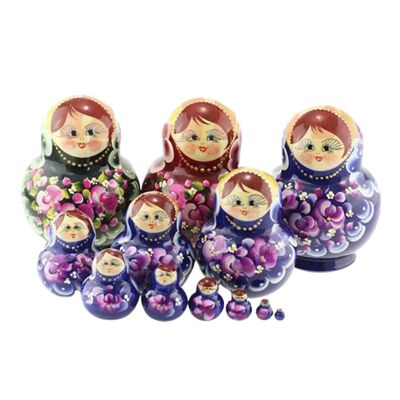 Wooden Matrioska Nesting Doll 10pcs - Babushka Traditional