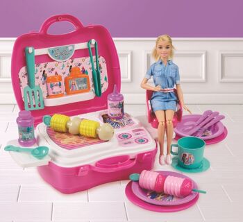 Jouet d'imitation. GLAMPING BARBIE CAMPING ET BARBECUE MALLETTE 3