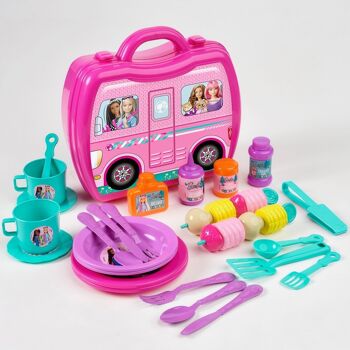 Jouet d'imitation. GLAMPING BARBIE CAMPING ET BARBECUE MALLETTE 4