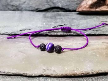 Bracelet d'amitié en agate violette et pierre de lave 1