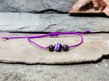 Bracelet d'amitié en agate violette et pierre de lave 2