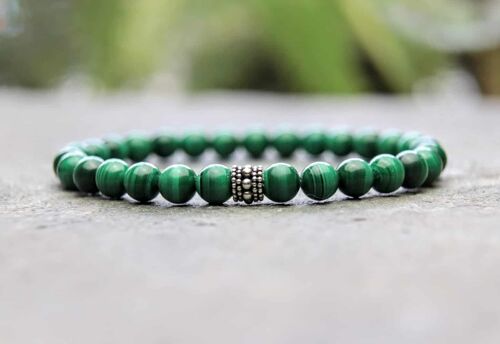 Premium Malachite and Sterling Silver Bracelet 6mm