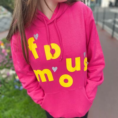 Fuschia "Famous" women's hoodie