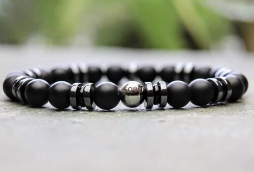 Onyx and Hematite Beaded Bracelet