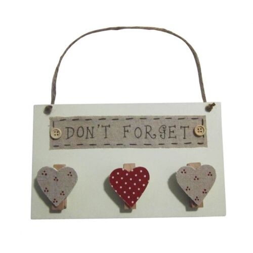 Wooden wall hanger for notes with pangs and the phrase DON'T FORGET 20x12cm