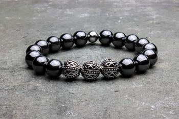 Bracelet en grosses perles d'hématite 10 mm 2