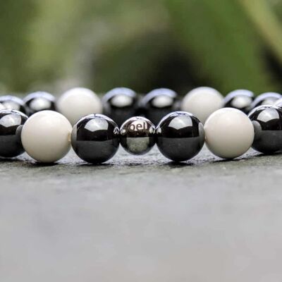 10mm Hematite and Tridacna Beaded Bracelet