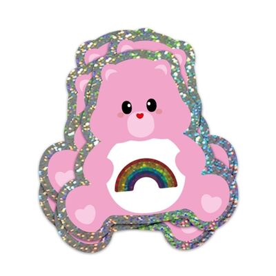 Adesivo glitterato Care bear Invio di arcobaleni