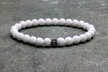 Bracelet en perles Tridacna blanc et argent sterling 6 mm 2