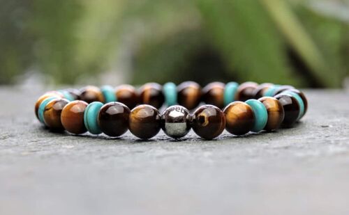 Tigers eye and Turquoise Beaded Bracelet